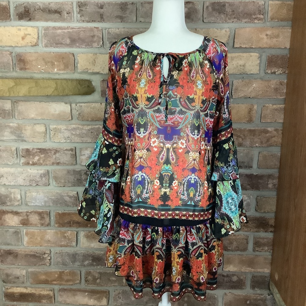 VENUS BohoSheer Ruffled Bell-Sleeve Dress 69